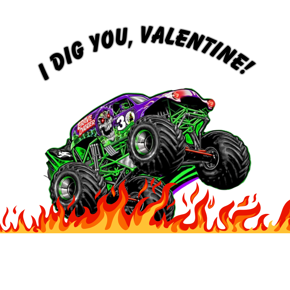 Monster Truck Valentine’s Day sticker digital download