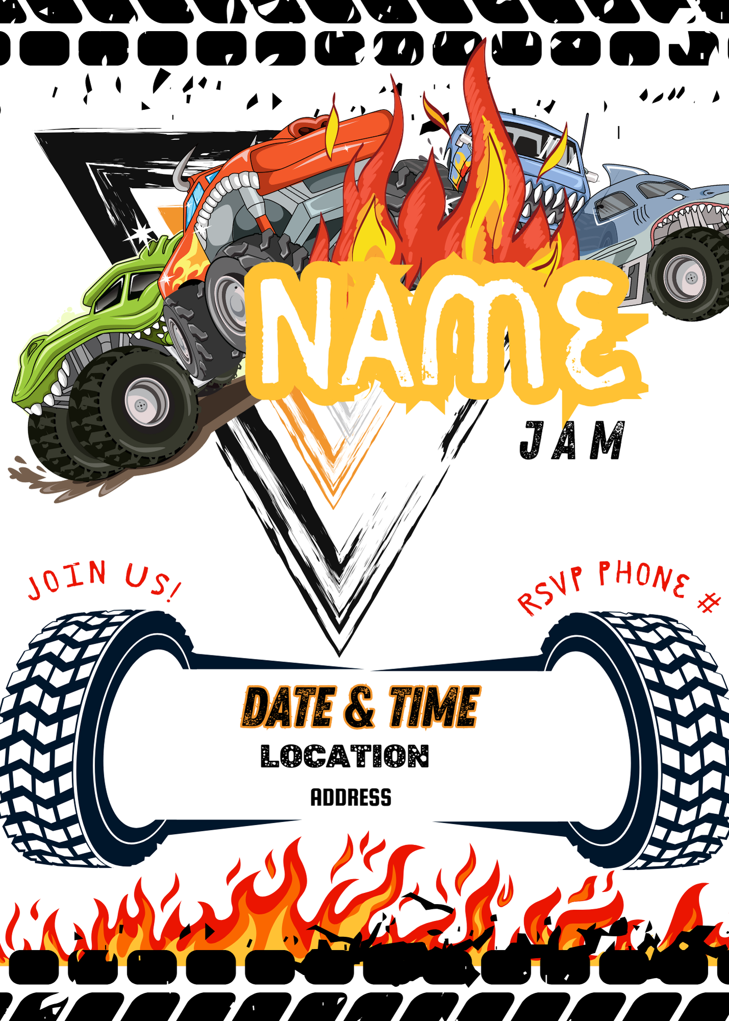 Monster Truck Birthday Party Invitation